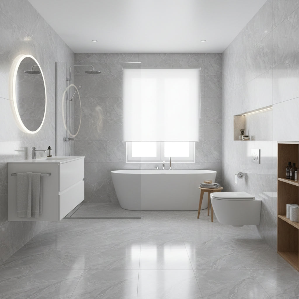 LTP6222 Nordic Mist Grey Marble Effect | 60x60 Vitrified Ceramic Tiles Glossy