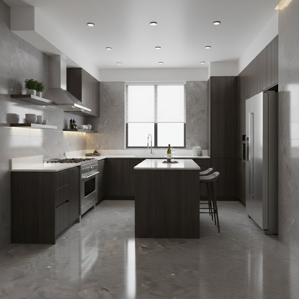 BMD65007 Thunderstorm Deep Grey Marble-Effect | 60x60 Vitrified Ceramic Tiles Glossy