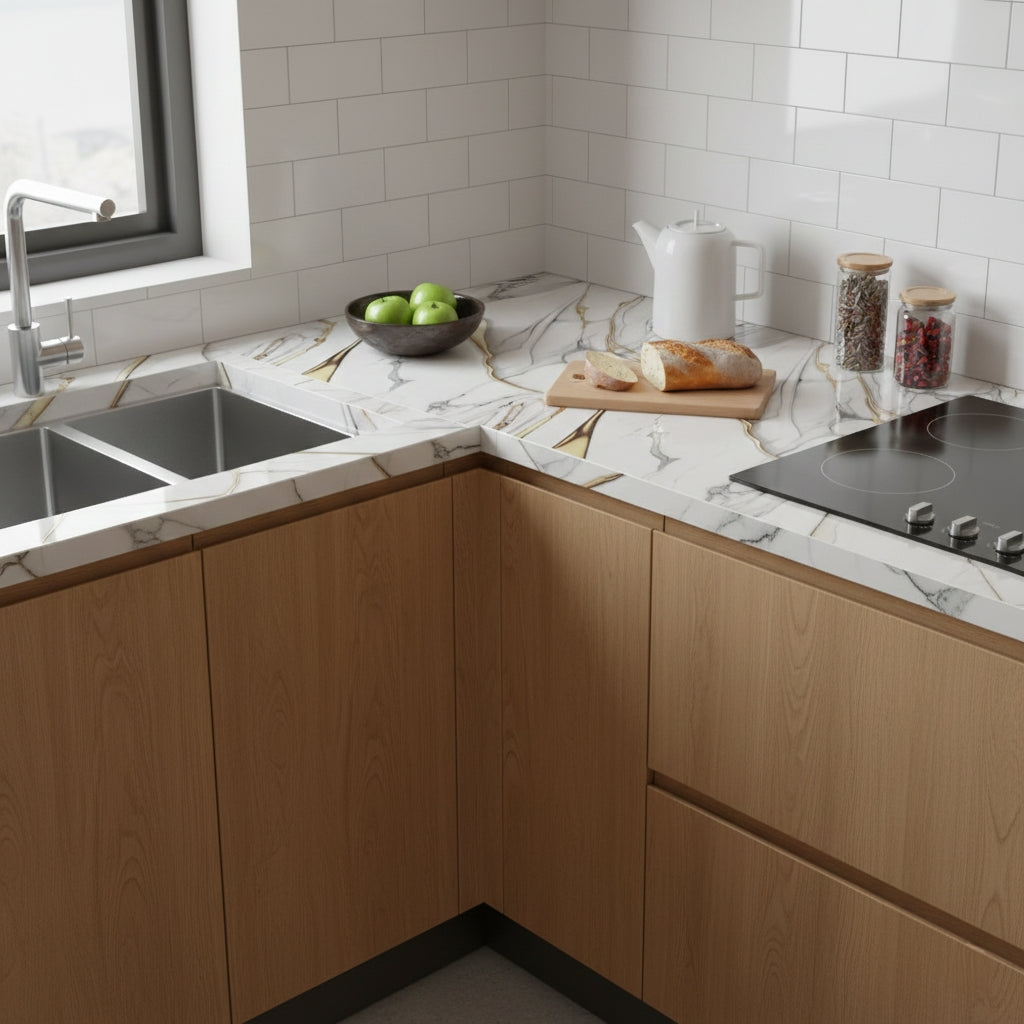 JMZ408 Fluid Gold Marble | 40x40 Premium Ceramic Tiles Glossy