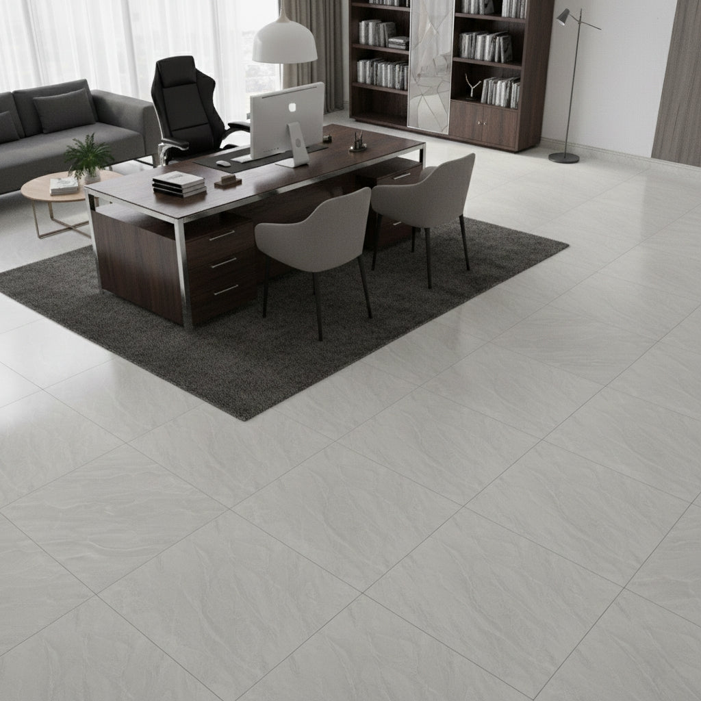 BMD65006 Arctic Mist Grey Marble-Effect | 60x60 Vitrified Ceramic Tiles Glossy