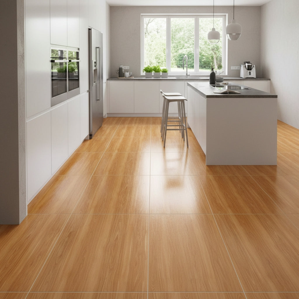 BMD65009 Heritage Oak Warm Honey Wood-Effect | 60x60 Vitrified Ceramic Tiles Glossy