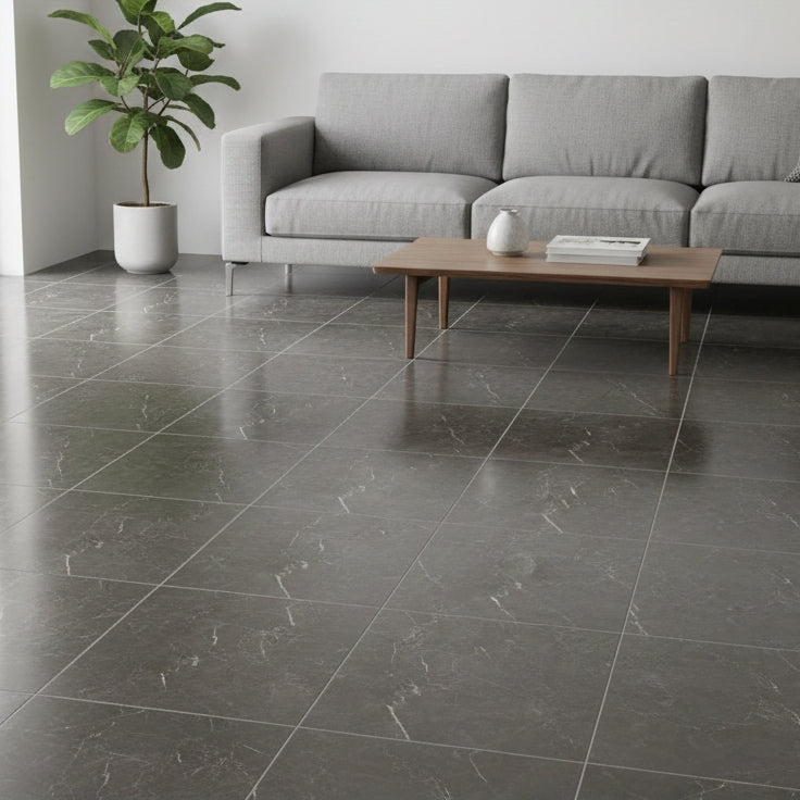 Midnight Marquina | 40x40 Premium Ceramic Tiles Glossy