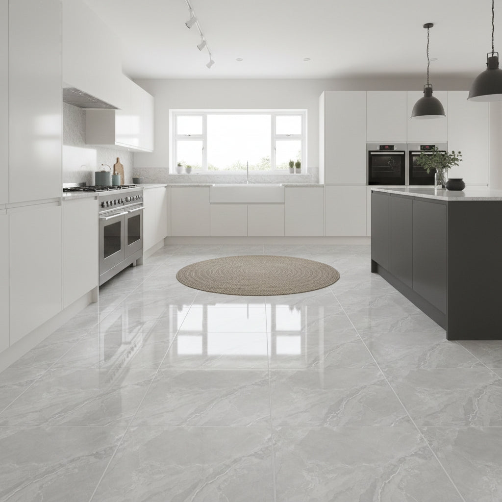 LTP6222 Nordic Mist Grey Marble Effect | 60x60 Vitrified Ceramic Tiles Glossy