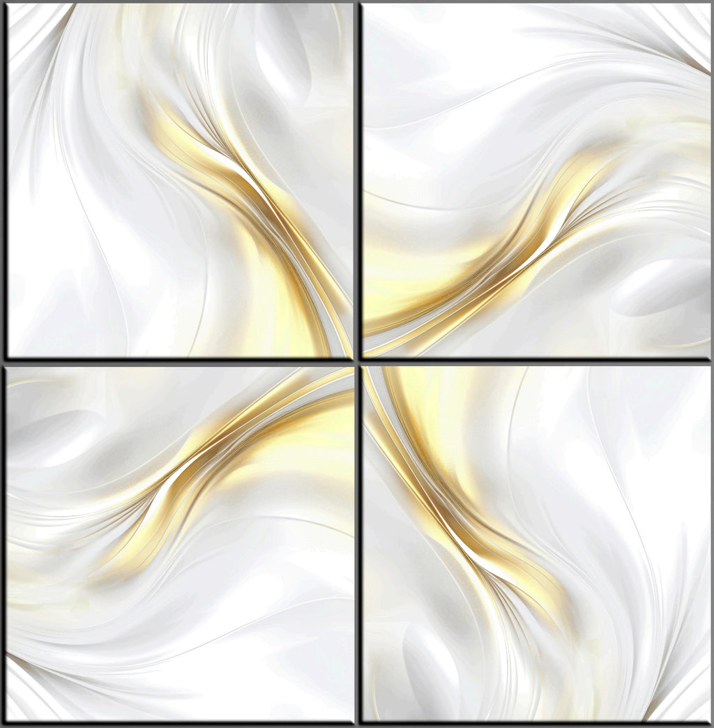 LTP6242 Gilded Flow Luxury Abstract Gold & Pearl | 60x60 Vitrified Ceramic Tiles Glossy
