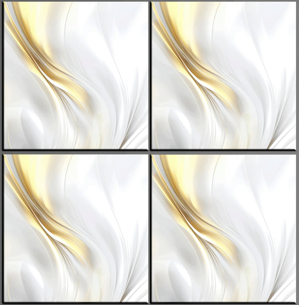LTP6242 Gilded Flow Luxury Abstract Gold & Pearl | 60x60 Vitrified Ceramic Tiles Glossy