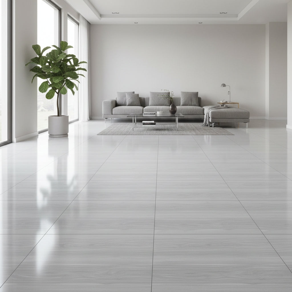 BMD65008 Nordic Ash Light Gray Wood Polished | 60x60 Vitrified Ceramic Tiles Glossy