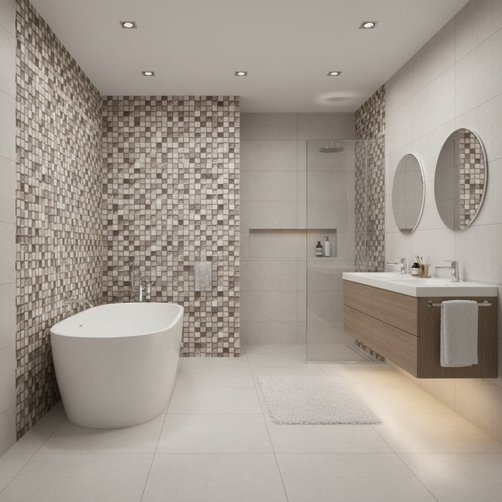 HMD5416 3D Geo-Mosaic | 40x40 Premium Ceramic Tiles Matte Textured 3D